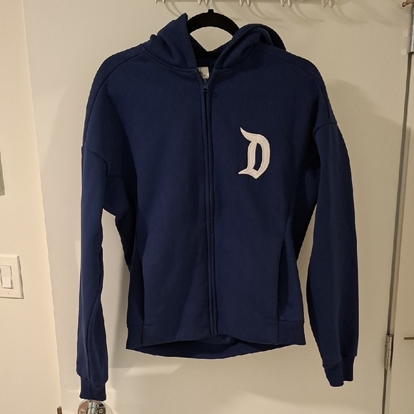 Disney Women's Oversized Blue Zip Hoodie with White Embroidered Logo (Size XS) - Picture 4 of 13